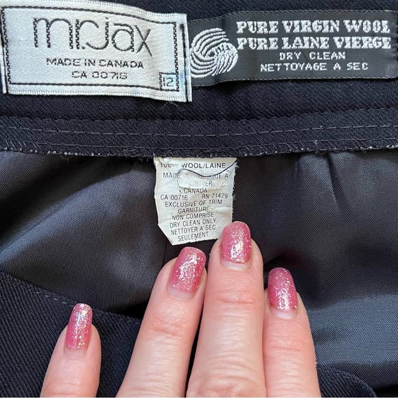 Vintage Mr Jax High-Waisted Navy Knee-Length Wool Lined Pencil Skirt Fits Size 8 - Picture 6 of 11